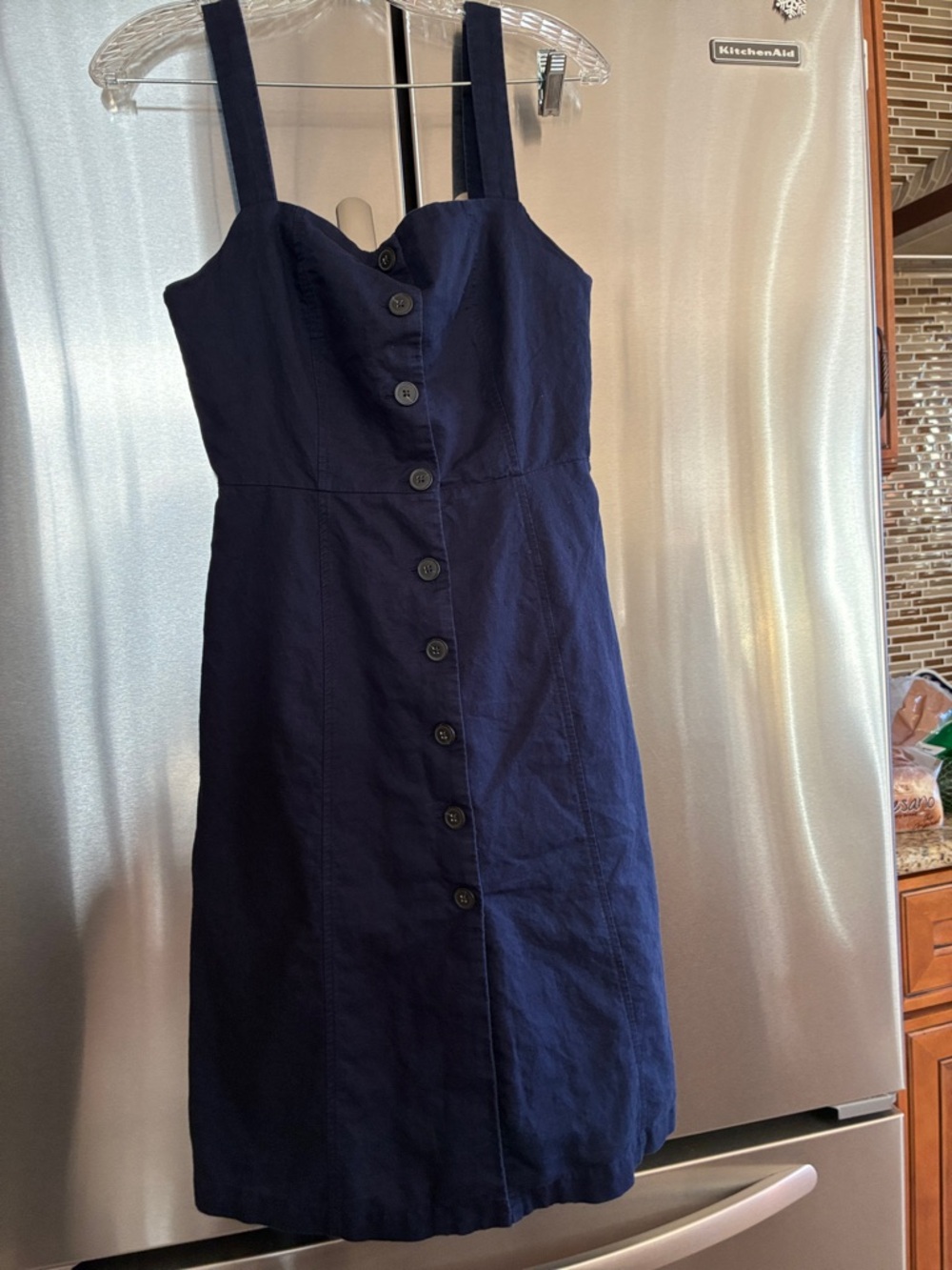 Gap Navy Button-Front Sundress with Straight Neckline